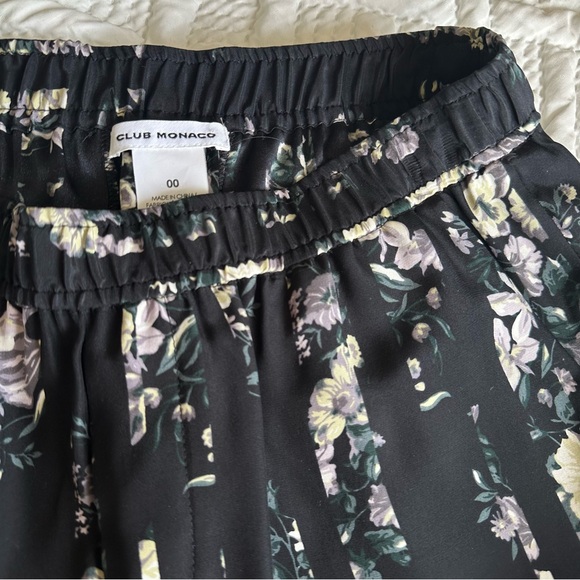 CLUB MONACO Ellery Short Silk Flowy Stripe Abstract Floral Print Black Purple 00 - Picture 8 of 8